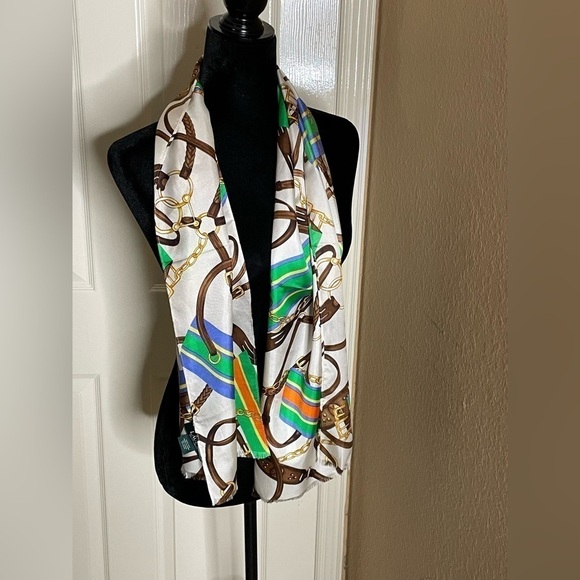 Lauren Ralph Lauren Accessories - Ralph Lauren Foulard Silk Gold Double Horse Bridal​​​​​​​​​​​​